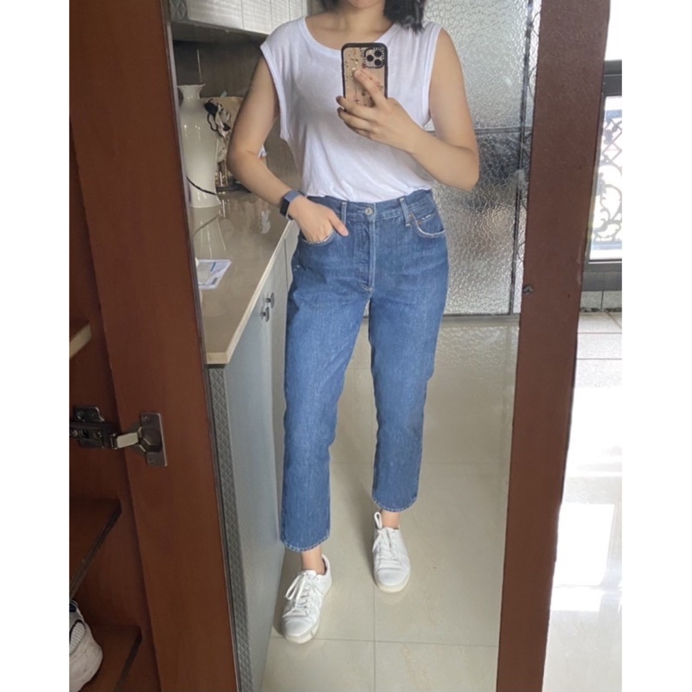 AGOLDE Riley High-Rise Straight Crop in Wink